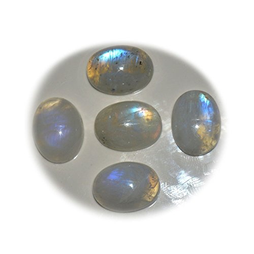 Gemsonclick Natural Rainbow Piedra Lunar Piedra Preciosa Suelta 3,75 Quilates Lote de 5 Piezas Forma Oval Piedra Natal de Junio