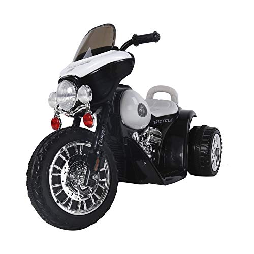 GLXLSBZ Moto Electrica Tipo Coche o Triciclo para Niños de +3 años, 6V, Metal + PP, Negro o Blanco 80x43x54,5cm Apto para niños de 2 a 5 años.