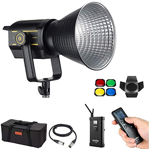 Godox VL150 150W Luces LED 5600K luz diurna CRI 96+, TLCI 95, para iluminación ideal para iluminación de ambiente, fotógrafo, fotografía de estudio, iluminación de vídeo y vídeo + BD-04 Barn Door