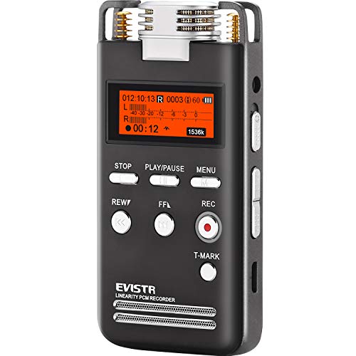 Grabadora de voz digital EVISTR 8GB L53-1536 kbps Dispositivo de grabación de audio estéreo Grabadoras portátiles para conferencias compatible con micrófono externo