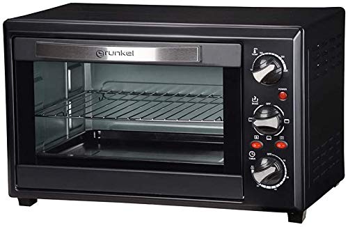 Grunkel - Horno eléctrico multifunción de sobremesa de 28l con 3 funciones de calor y selector de temperatura hasta 230ºC. Temporizador hasta 60 min - 1600W (Negro)