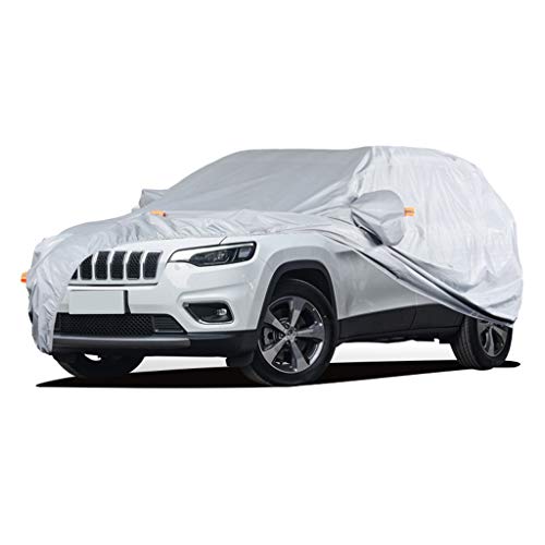 GYcover-Car Cover Compatible con Jeep Cherokee/SUV, además de Terciopelo Cubierta del Coche Universal Interior y Exterior del Coche Cubierta Cubierta del Coche Completo PEVA (Color: Gris Plata)