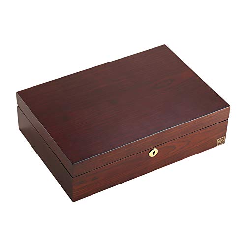 GYMEIJYG Caja De Almacenamiento De Reloj Doble Capa Caja De Reloj De Madera Caja De Reloj con Cerradura para Guardar Joyas De Reloj (Color : Red, Size : 32x22x9cm)