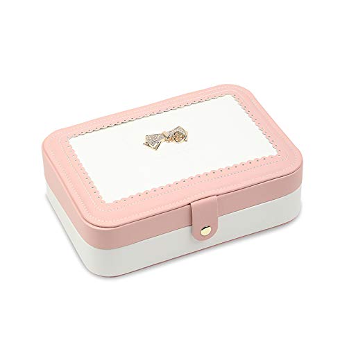 GYMEIJYG Caja De Almacenamiento De Reloj PU 3 Ranuras Caja De Almacenamiento De Exhibición De Joyería Cierre De Metal para Guardar Anillos De Reloj 2 Colores (Color : Pink, Size : 20x14x5.5cm)