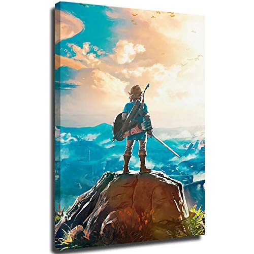 Hangquq La leyenda de Zelda Breath, Breath of the Wild Link Reproducción de pintura al óleo abstracta pintura muerta arte de pared para decoración del hogar 40,6 x 60,9 cm