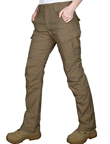 HARD LAND Pantalones Tácticos para Mujer Pantalones Cargo Elásticos Pantalones BDU Ripstop Resistentes Al Agua Senderismo Lligero Talla 12 Coyote Brown