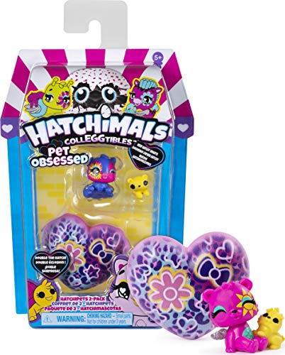 Hatchimals 6054180 – CollEGGtibles, Pet Obsesessed HatchiPets 2-Pack con 2 CollEGGtibles y 2 Mascotas (los Estilos Pueden Variar)