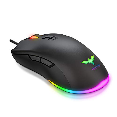 havit Ratón Gaming RGB 6 Botones Mouse Gaming programables Iluminación RGB [800-1600-2400-4800] para Windows7/8/10/Xp/Vista/Linux（MS732）