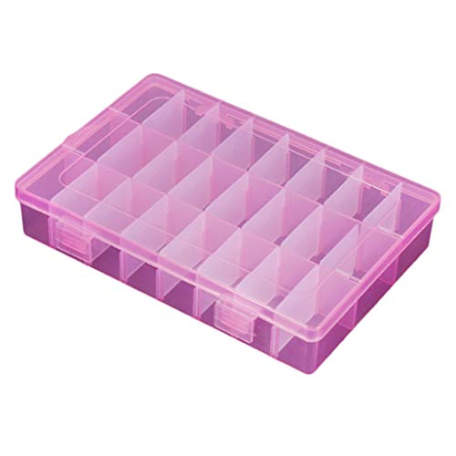 Hellery Caja de Joyería Hecha de Plástico de Moda con 24 Ranuras, Duradera, No Tóxica Y Ligera - rosado
