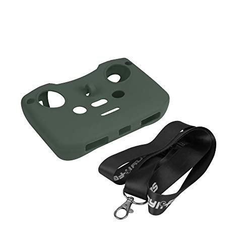 Hensych Silicona Estuche Protector A Prueba de Polvo Cubrir Caso Piel Control Remoto Protector con cordón de Correa para el Cuello para Controlador Remoto Mavic Air 2/Mavic Mini 2 (Verde)