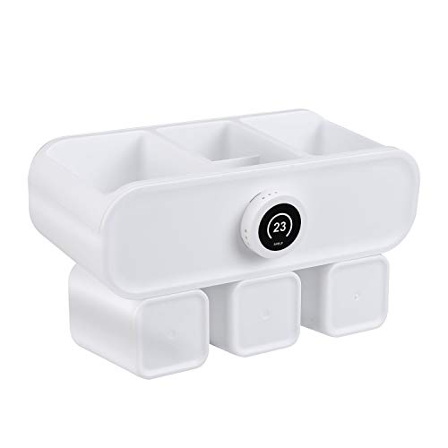 HOMFA Portacepillos de Dientes para 6 cepillos de Dientes con Estantes y Tazas de diente Conjunto de Organizador de Cepillo de Dientes en Pared Autoadhesivo Blanco