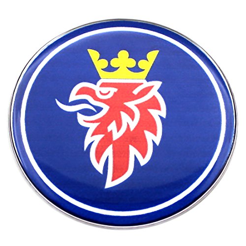 Insignia para capó SAAB de color azul, 63,5 mm, autoadhesiva, parte trasera 9-3