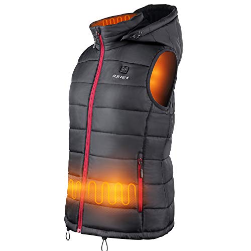 IUREK Chaleco Calefactable Hombre ZD938, Chaleco Térmico con Capucha Desmontable y Banco de Energía 10000 mAh, Impermeable y lavable, 3 Temperaturas, 4 Zonas de Calefacción para Invierno Outdoor