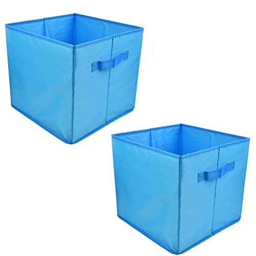 JAOMON - Caja de Almacenamiento de Cesta Plegable de 2 Piezas, Cesta de Lavandería, Paquete de Almacenamiento para Accesorios, Juguetes, Ropa, DVD, Libros, Comida, Organizador de Cajas de Azul