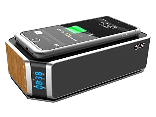 JE Altavoces Bluetooth, Sonido estéreo, Micrófono Incorporado Apoyo Radio FM/AUX/TF, Carga rápida inalámbrica para iPhone Galaxy (Negro)