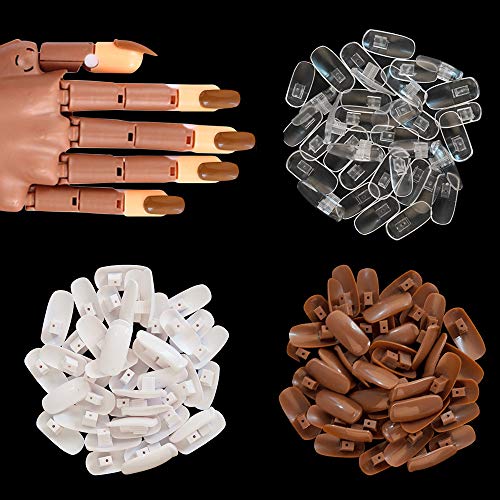 Kalolary 300 piezas Reemplazar uñas postizas, Entrenamiento de uñas postizas para manos artificiales Herramienta de entrenamiento de uñas flexible y práctica Para el diseño de uñas DIY (3 colores)