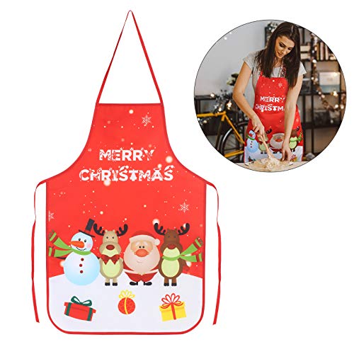 KATOOM Delantales de Navidad Rojo 1pcs Delantal de la decoración navideñas con diseño de Papá Noel, Árbol de Navidad, Alces, Muñeco de Nieve, Restaurante Cocina Cafetería Restaurante BBQ Adultos