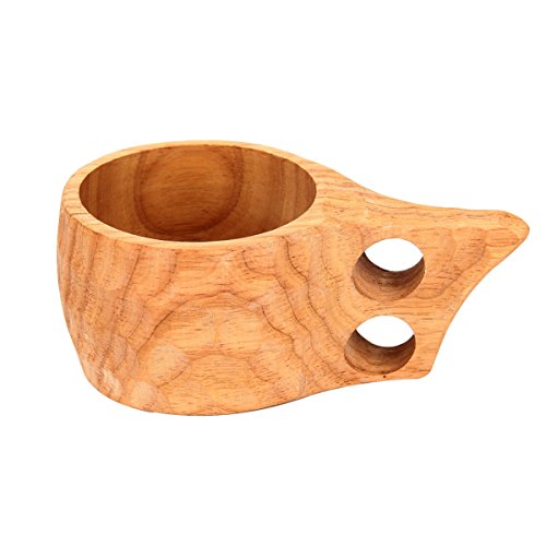 Kitchnexus Taza de madera de la taza de la mochila de Kuksa hecha a mano nórdica del estilo para acampar yendo de excursión la taza de té Bushcraft