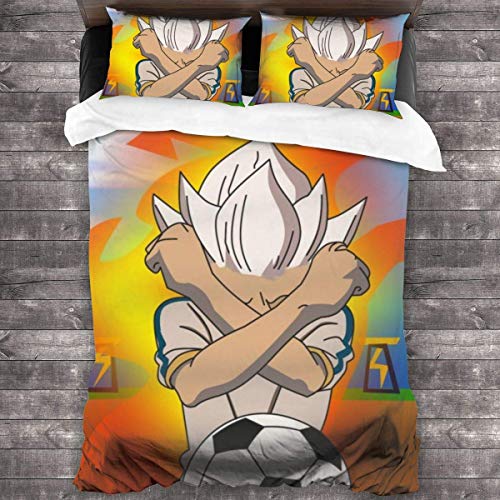 Knncch Ropa de Cama Funda nórdica Juego de 3 Piezas Inazuma Eleven Ropa de Cama Juegos de Fundas nórdicas para niños Mujeres Hombres