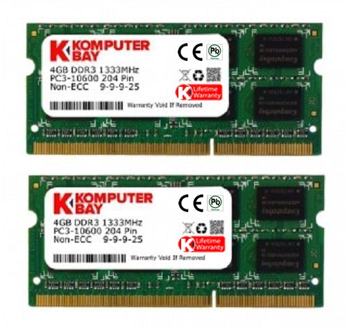 Komputerbay - Memoria RAM para portátiles, 8GB (2 x 4GB), DDR3, SODIMM (204 pines), 1333Mhz, PC3-10600 (9-9-9-25), para Apple iMac
