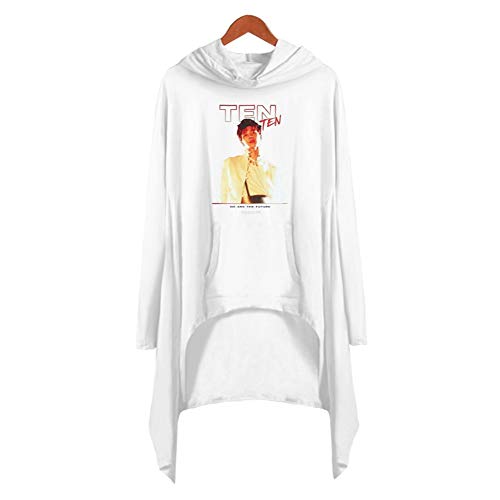 KPOP SuperM Sudaderas con Capucha Vestido Asimétrico Hoodies Dobladillo Irregular de Manga Larga Impresión de Cartas Suelto Pullover Top Taemin Kai Baekhyun Mark TAEYONG WayV Ten Lucas