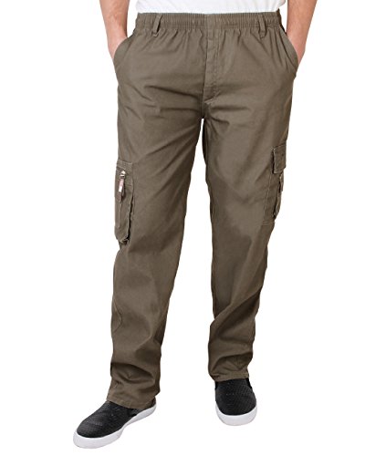 KRISP Pantalón Hombre Casual Cargo Cómodos Bolsillos Laterales Baratos Algodón, Topo, M, 7918-TAU-M