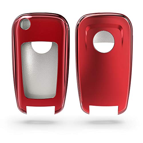 kwmobile Funda Compatible con Opel Vauxhall Llave de Coche Plegable de 2-3 Botones - Carcasa Suave de TPU - Cover de Mando y Control de Auto en Rojo Brillante