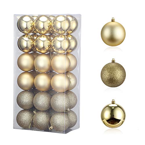 LessMo 36Pcs 6cm Bolas De Navidad, Adornos de Bolas de Arbol de Navidad Inastillables, Adornos Colgantes Decorativos de Navidad para Decoración de Fiestas en el Hogar