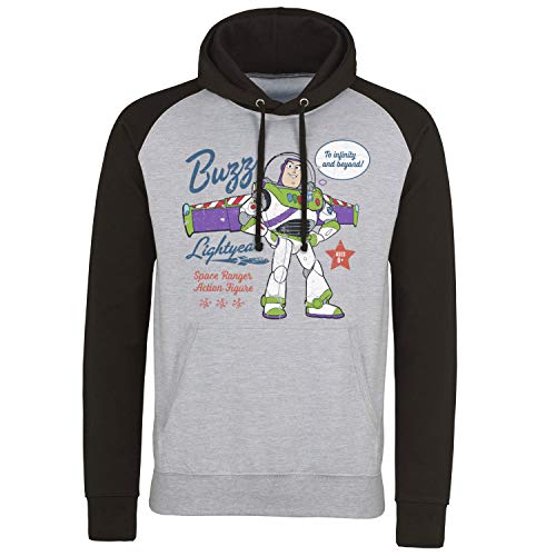 Licenciado Oficialmente Buzz Lightyear - To Infinity and Beyond Baseball Sudaderas con Capucha (Gris Claro - Negro), M