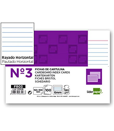 Liderpapel Ficha Rayada Nº 3 100X150Mm Paquete De 100 180 g/m²