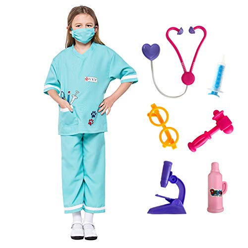 LOLANTA Niño Unisex Doctor Disfraces Veterinario Juego de Roles Disfraces de Halloween adjuntar Juguetes médicos