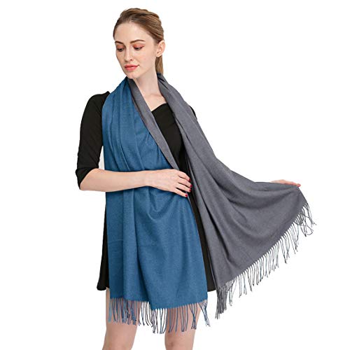 Longwu Cashmere Wrap Shole Chal para Mujer Invierno Extra Grande (79"X 28") Hombres Pañuelo de Pashmina Sólido de Lana de Cordero-06#