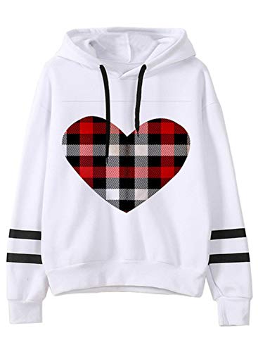 LOSRLY Sudadera de manga larga con capucha y cordón para el día de San Valentín, con estampado de letras de amor, para mujer