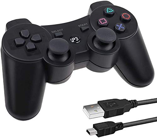 Lunriwis Controlador de Juegos PS3 Controlador PS3 Controlador Inalámbrico para PlayStation 3 Sensores de Movimiento de 6 ejes Controlador USB 3 Vibración Dual