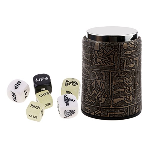 MagiDeal 6 PCS Dados Divertidos Amor Dados Dados Amor Pareja Regalo W / Dice Cup - Color Mezclado