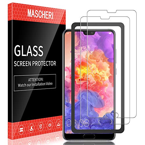 MASCHERI 2 Piezas Protector de Pantalla Compatible para Huawei P20 Pro Marco de posicionamiento Cristal Vidrio Templado Glass Screen Protector Transparente