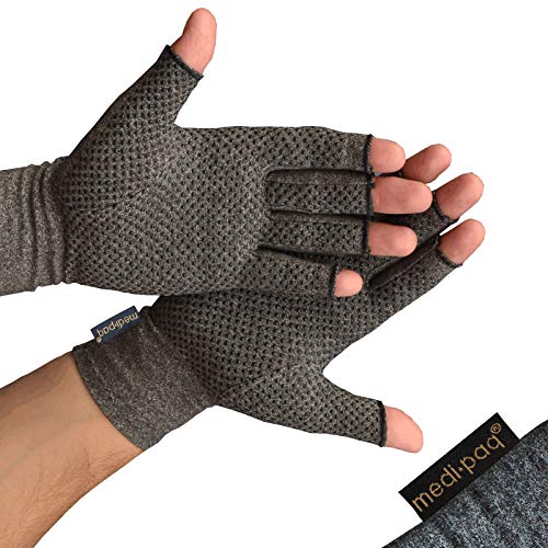 Medipaq - Guantes Anti-Artritis (Par) – Ofrecen Calor Y Compresión Para Ayudar A Aumentar La Circulación Reduciendo El Dolor Y Promover La Sanación (1 Par Con Agarre (Mediano))