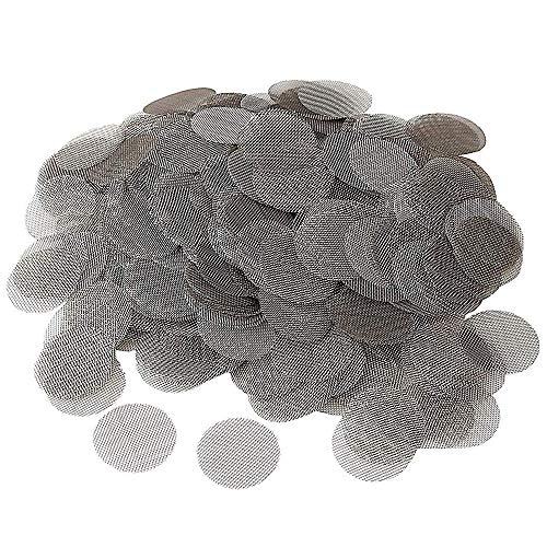 MINGZE 200 Piezas Filtros de Pipa de Fumar de Acero Inoxidable Pantallas de Pipas, Tabaco Accesorio de Metal Filtros de Pipa del Humo de la Pantalla de Gasa de 20 mm