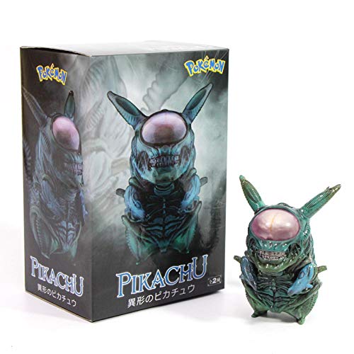 MizzZee 8.5cm Alien Pikachu Figura Pikachu Mix Xenomorph Warrior Aliens VS Predator AVP Lindo Q GAM PVC figura de acción modelo de juguete para niños verde