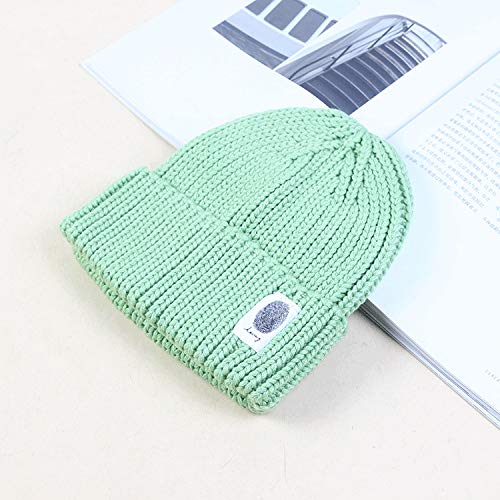 mlpnko Sombrero Color Caramelo Salvaje Gorro de Lana Estudiante Femenino cálido Gorro de Punto Casual Gorro frío Hombre Verde Claro M (56-58cm)