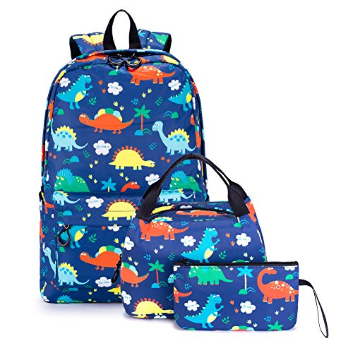 Mochila para Niños de La Escuela Conjunto de 3 Piezas de Mochila Escolar para Niño, Mochila de Viaje para Niño Impermeable y Sin Decoloración(Dinosaurio)