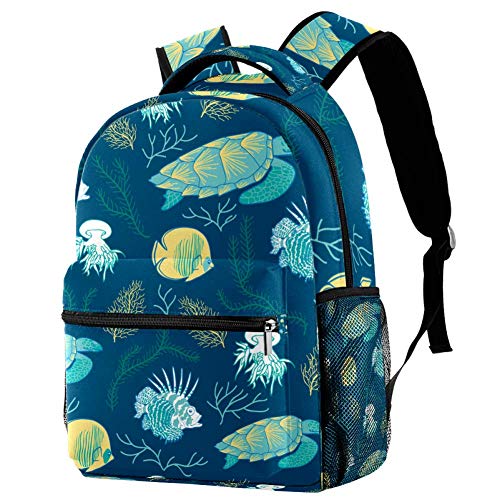 Mochilas Tipo Casual Estanque de Tortugas Hoja de Loto Mochila para niños, Animal Mochila Escolar Toddler Kids 29.4x20x40cm