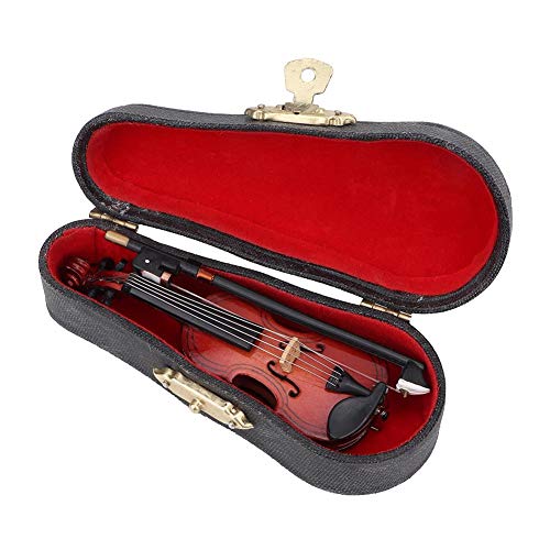 Modelo de violín en miniatura, 1:12 Dollhouse Mini instrumento de madera Modelo de violín con caja Decoración para el hogar y amantes de la música