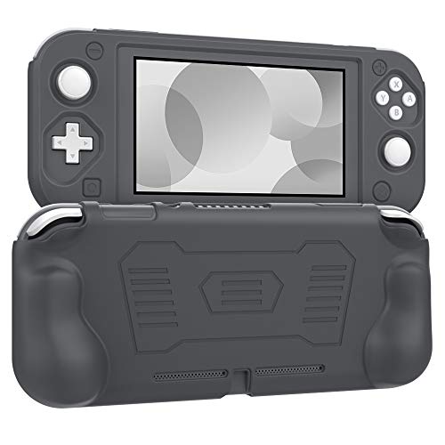 MoKo Funda Compatible con Nintendo Switch Lite, Cubierta Protectora de Silicona con Mango Rellenos Integrados de Diseño Ergonómico Durable Cómodo para Nintendo Switch Lite 2019 - Gris