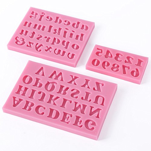Moldes de silicona para tartas en 3D con forma de letra inglesa y número, 3 unidades, color rosa