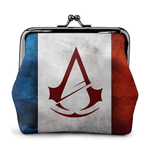 Monedero Assassin'S Creed Buckle Monederos Monedero Monedero Cambio de Viaje Mujeres Carteras de Maquillaje Vintage Kiss-Lock Pouch Bag Cut