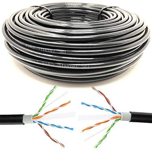 Mr. Tronic 50m Cable de Instalación Red Ethernet Bobina para Exterior | CAT6, AWG24, CCA, UTP | Color Negro (50 Metros)