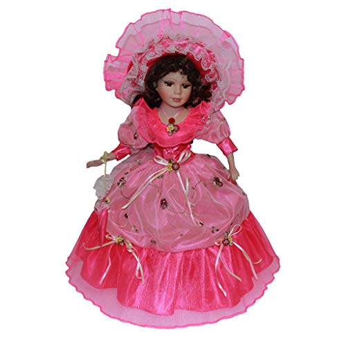 Muñeca Victoriana De Porcelana De 40 Cm con Atuendo, Lady Girl De Pie con Soporte De Madera, Regalo De San Valentín O Navidad, Oficina En Casa Escrito