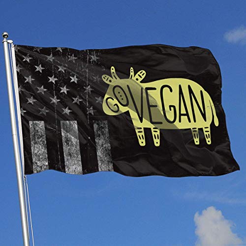 N / A Banderas Pirata,Banderas Decorativas Estacionales,Premium Bandera De Jardín,Bandera De Brisa,Bandera Americana Gastada Carne De Res Vegana Go Vegan 3X5 Ft Flag