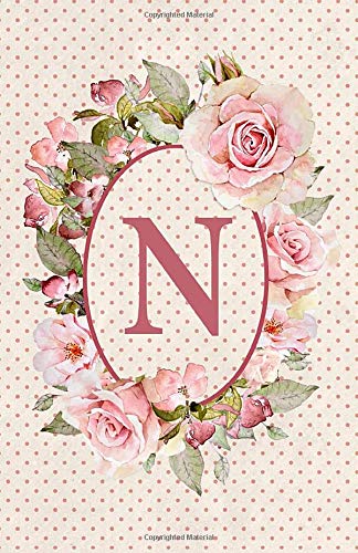 N: Vintage Monogram Journal/Notebook, 120 Pages, Lined, 5.5 x 8.5, Soft Cover Matte Finish